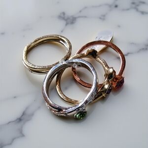NWOT Stackable Rings in different color tones with Gem Accents - not real